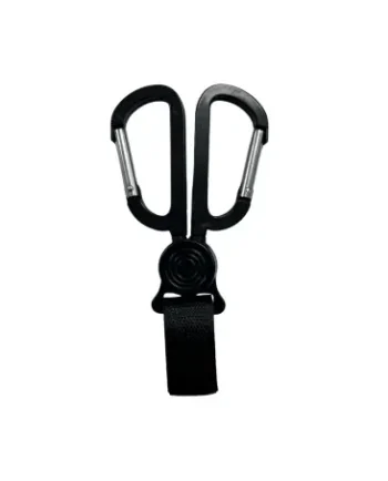 Porte-sac noir à double mousqueton avec sangle de fixation pour vélo et trottinette électrique
