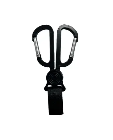 Porte-sac double mousqueton avec sangle pour vélo et trottinette Porte-sac noir à double mousqueton avec sangle de fixation pour vélo et trottinette électrique