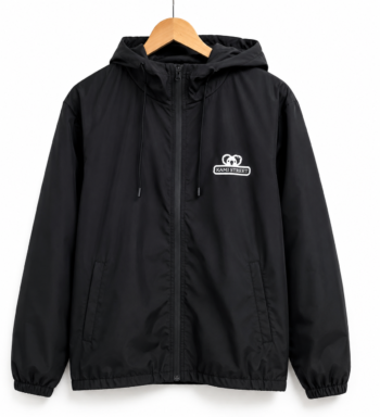 Veste coupe-vent noire à capuche avec logo Kami Street