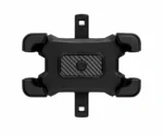 Support smartphone noir à fixation réglable pour guidon de vélo ou de trottinette électrique, présenté de face sur fond blanc.
