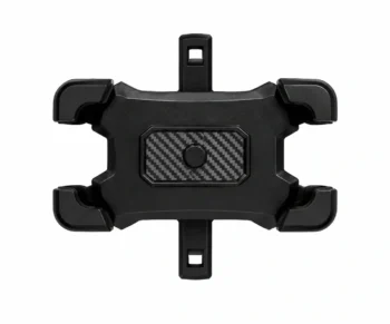 Support smartphone noir à fixation réglable pour guidon de vélo ou de trottinette électrique, présenté de face sur fond blanc.